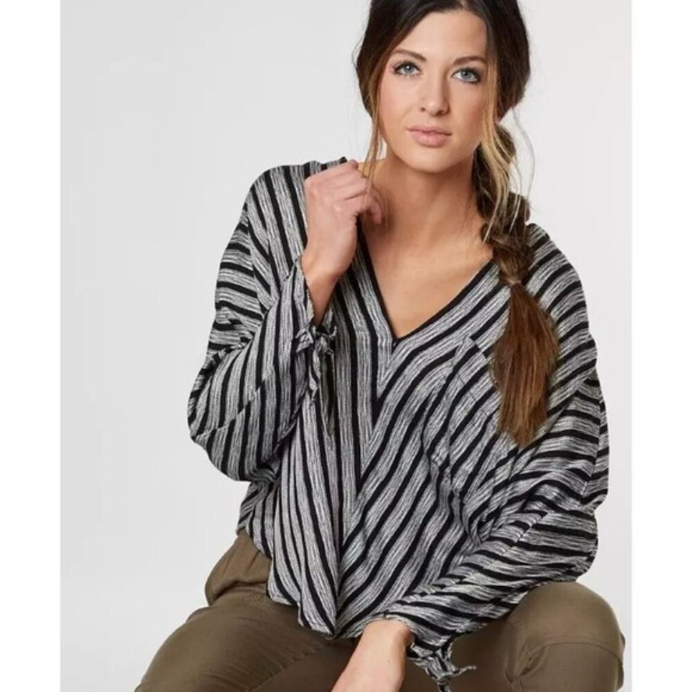 Free People Morning‎ Stripe Dolman Sleeve Blouse Size Small